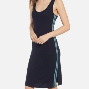 Cupcakes and Cashmere Merci ribbed knit tank dress w/ athletic stripes sz M